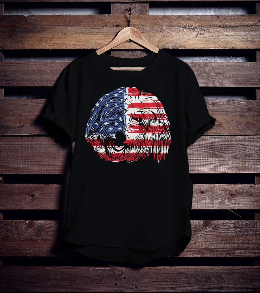 Funny Coton De Tulear Dog With American Flag T-Shirt