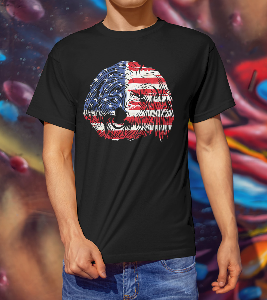 Funny Coton De Tulear Dog With American Flag T-Shirt