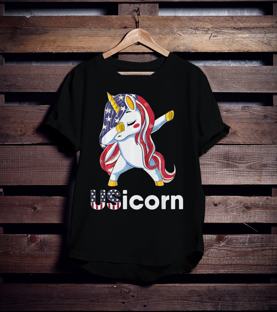 USA Flag Dabbing Unicorn USicorn Dress Stuff T-Shirt