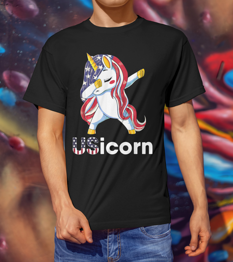 USA Flag Dabbing Unicorn USicorn Dress Stuff T-Shirt