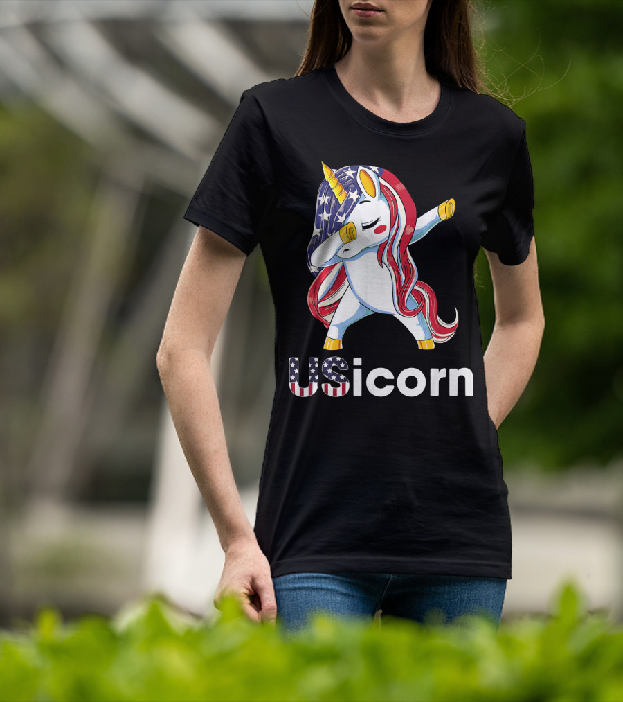 USA Flag Dabbing Unicorn USicorn Dress Stuff T-Shirt