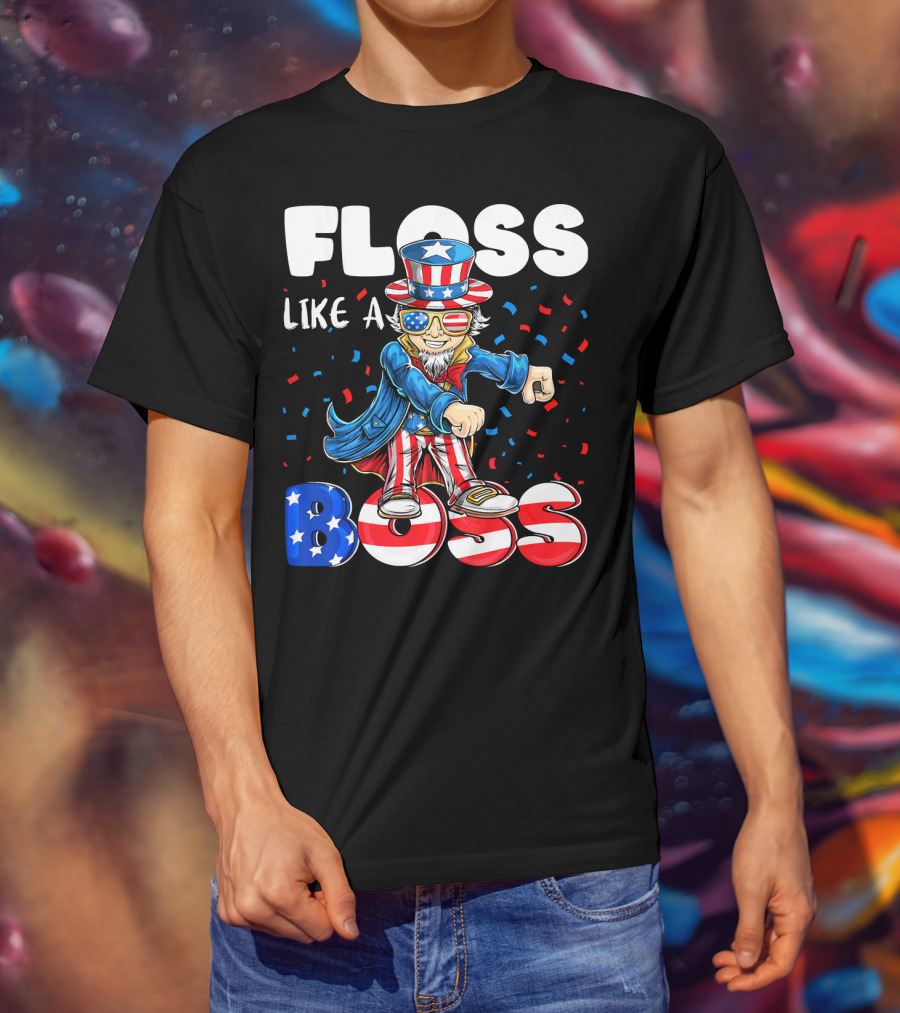 Floss Like A Boss Flossing Patriotic Uncle Sam Dance Moves T-Shirt