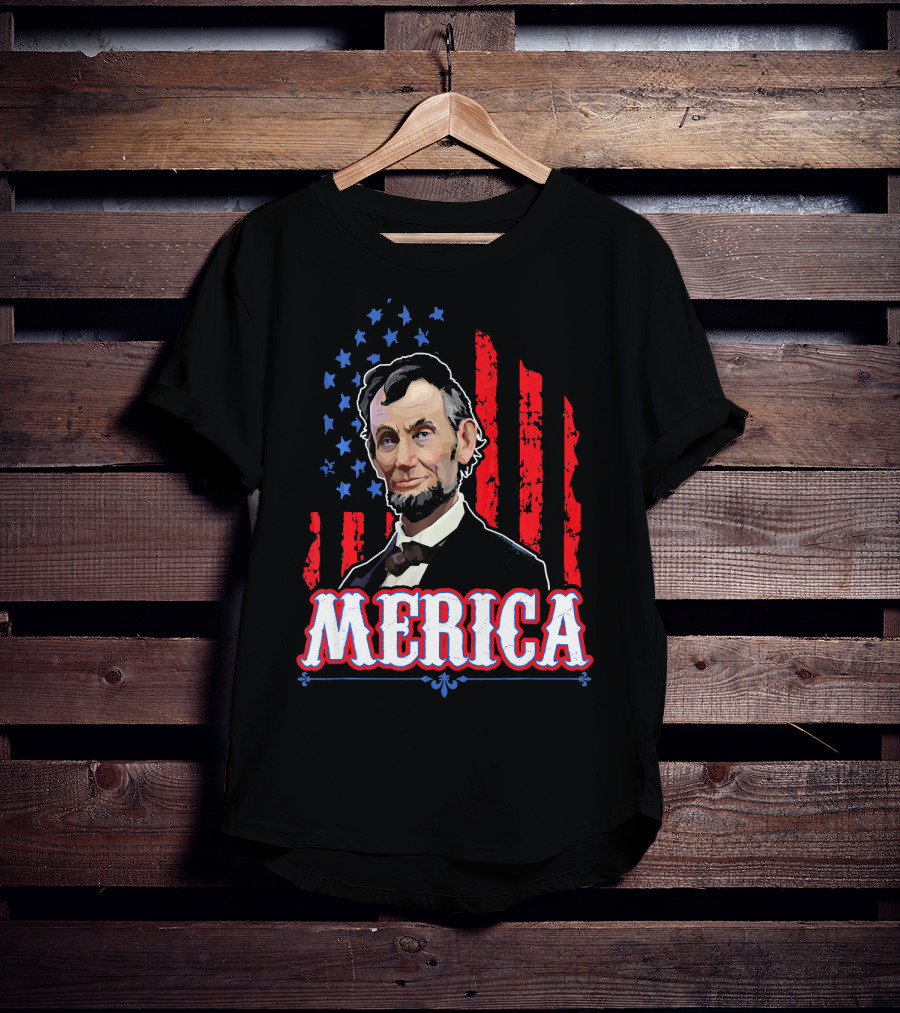 Abraham Lincoln Merica USA Flag T-Shirt