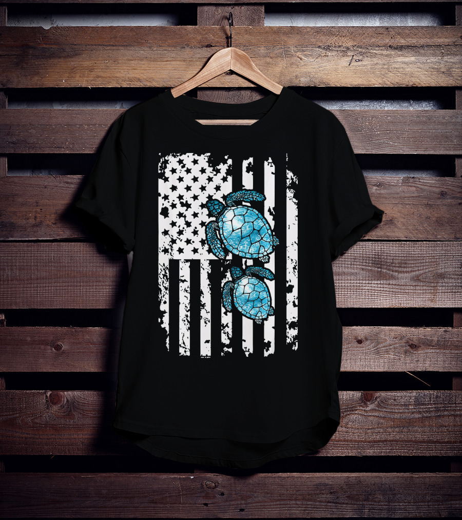 SEA Turtle SEA Turtle American Flag T-Shirt