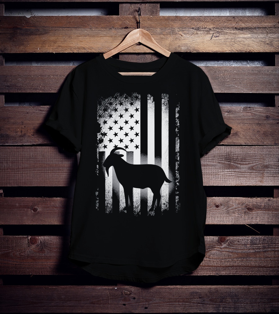 Goat American Flag USA Patriotic Silhouette T-Shirt