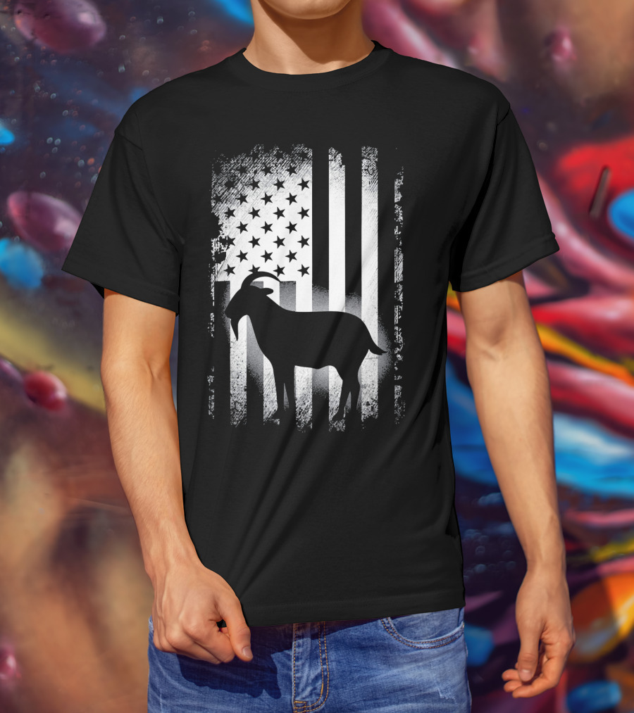 Goat American Flag USA Patriotic Silhouette T-Shirt