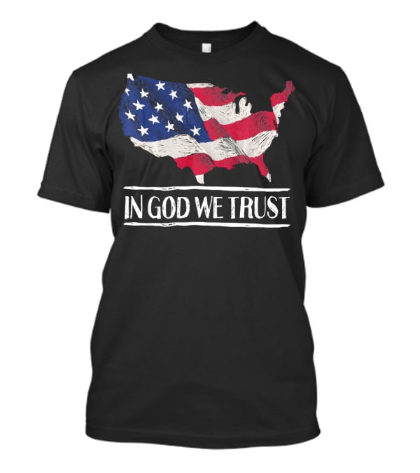 In God We Trust American Flag Map Patriotic Christian T-Shirt