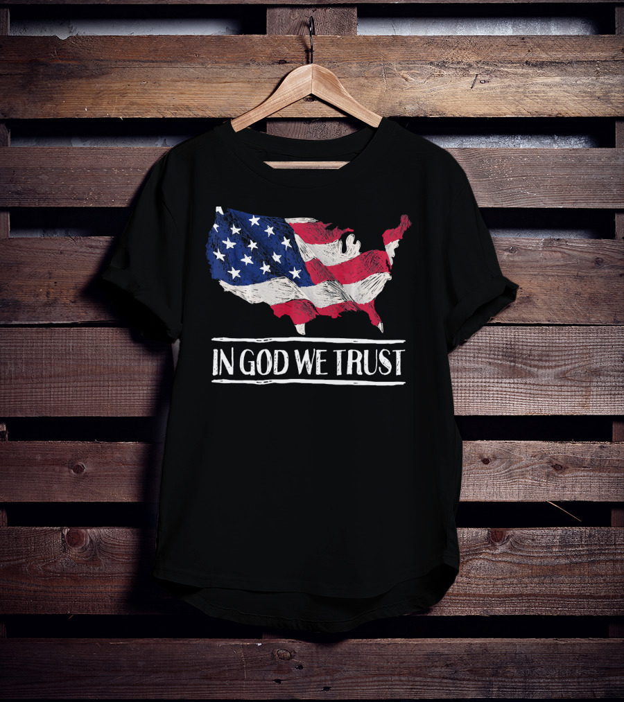 In God We Trust American Flag Map Patriotic Christian T-Shirt