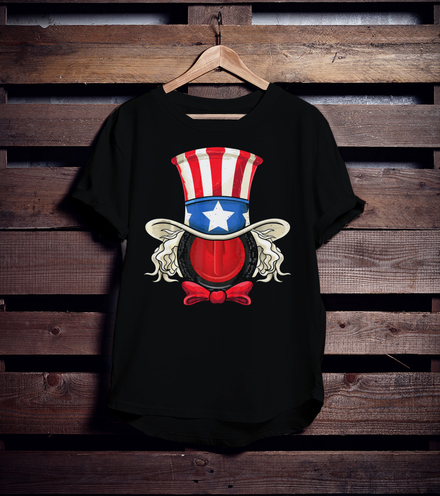 American Flag Curling Stone Uncle Sam Hat Patriotic T-Shirt