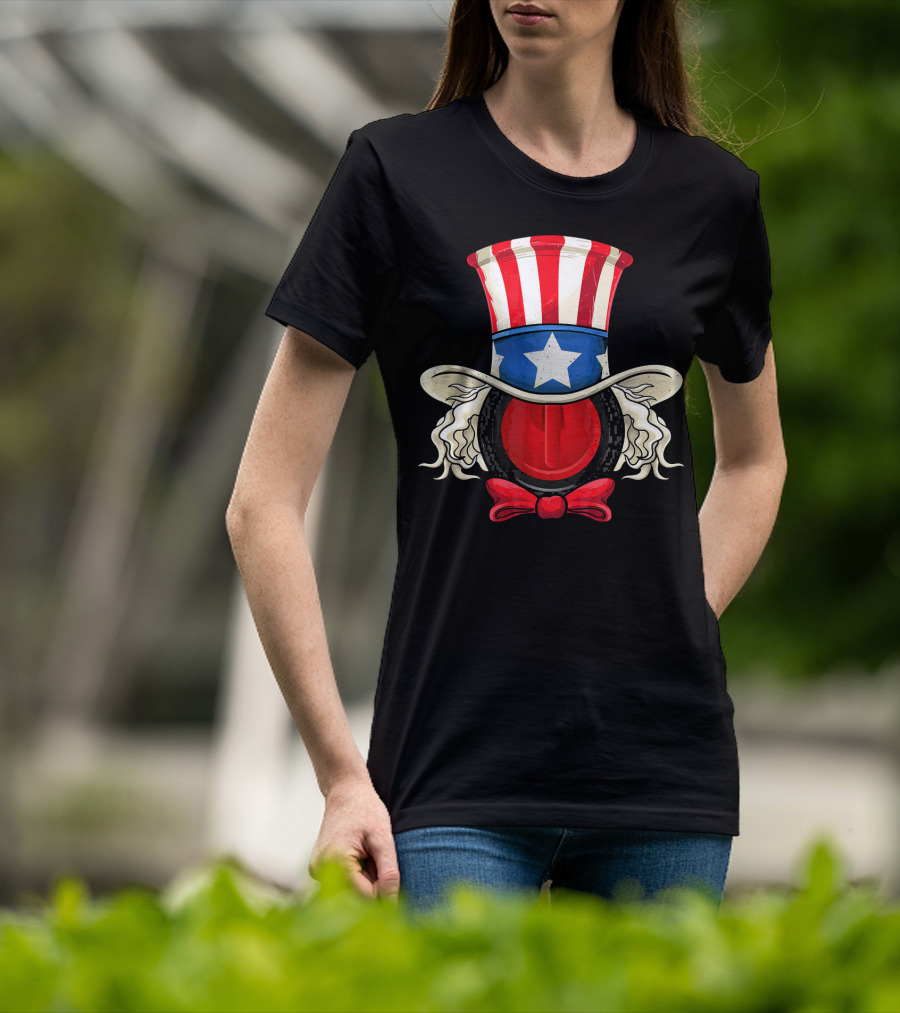 American Flag Curling Stone Uncle Sam Hat Patriotic T-Shirt