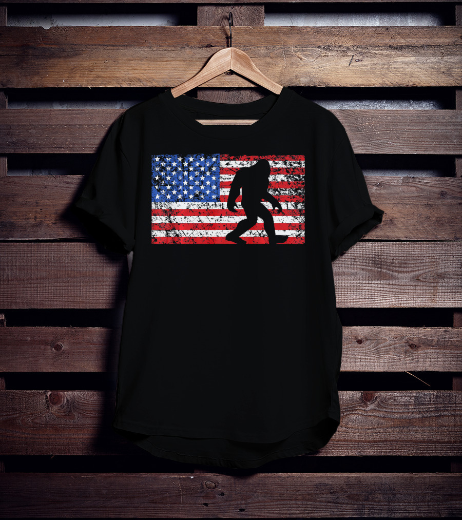 American Flag Bigfoot Silhouette T-Shirt