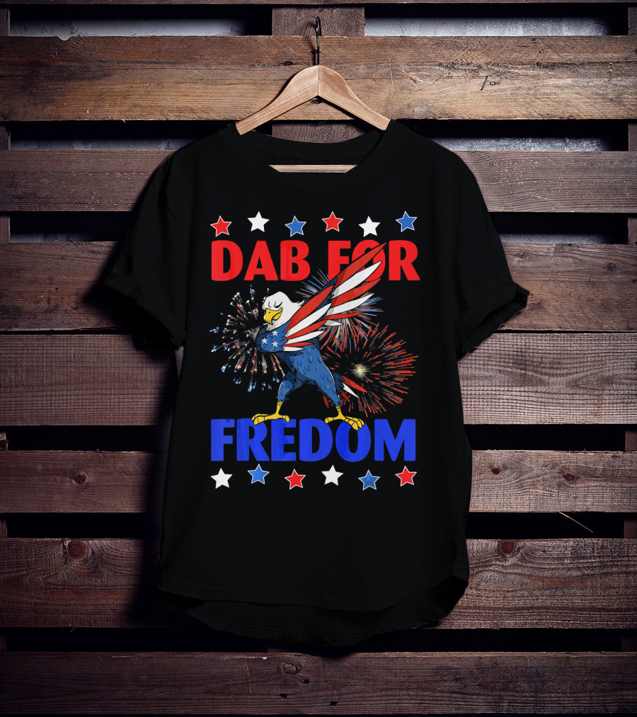 Dab For Freedom Patriotic Dabbing Eagle Firework Extravaganza T-Shirt