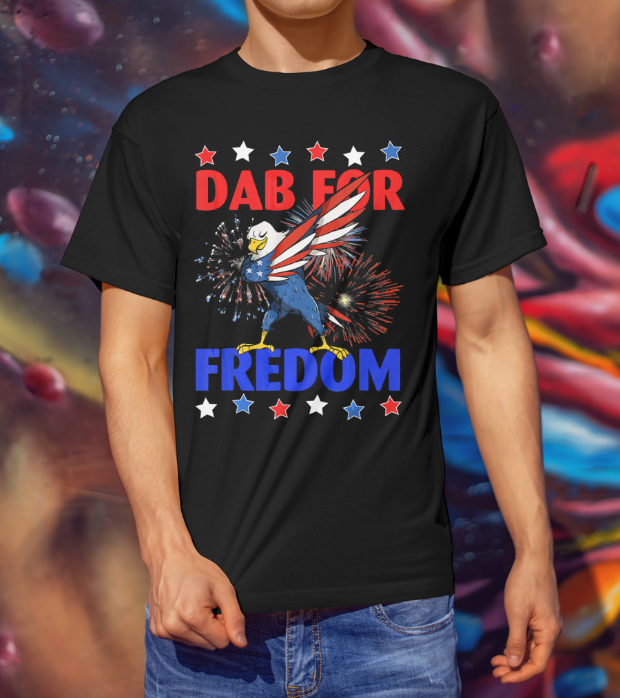Dab For Freedom Patriotic Dabbing Eagle Firework Extravaganza T-Shirt