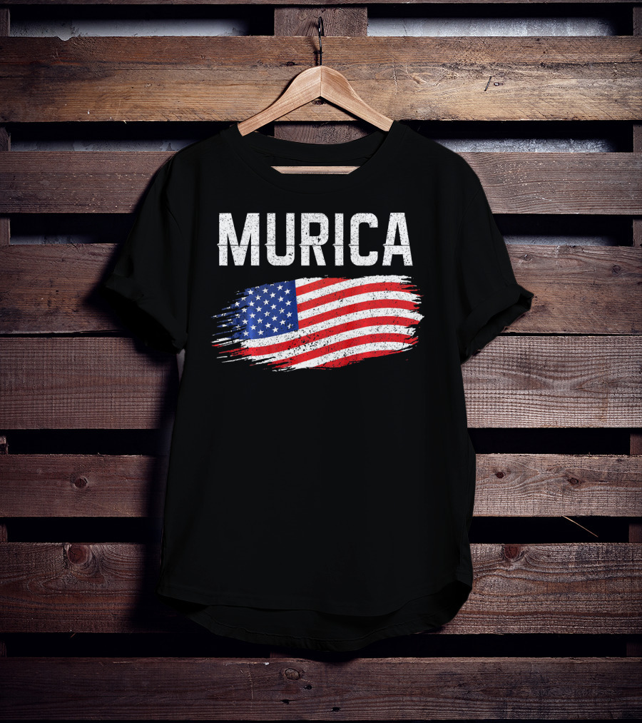 Murica Distressed Brushstroke American Flag T-Shirt