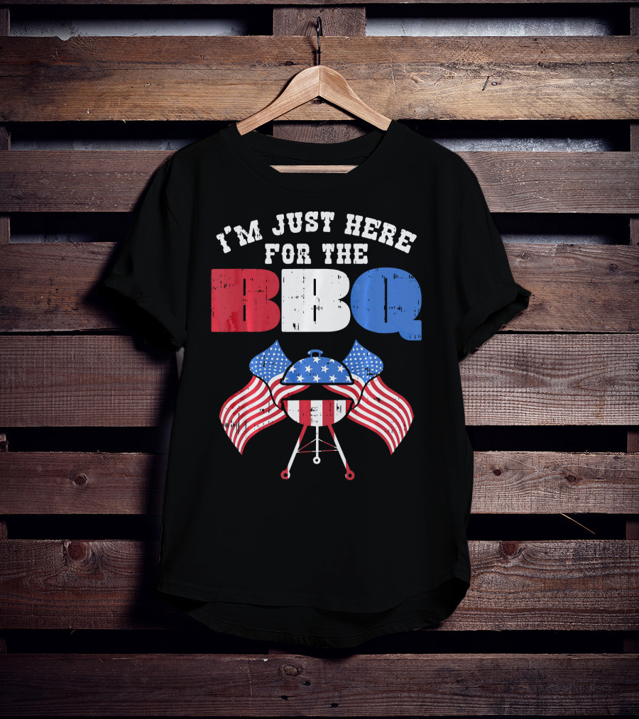 I’m Just Here For The BBQ American Flag Grill Fun T-Shirt