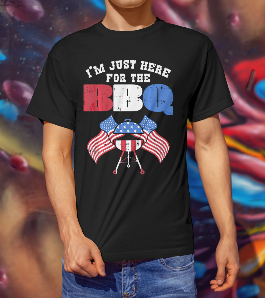 I’m Just Here For The BBQ American Flag Grill Fun T-Shirt