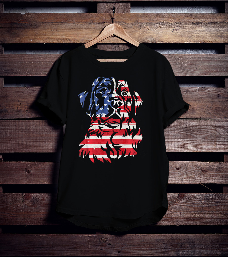 Funny Bernese Mountain Dog American Flag T-Shirt