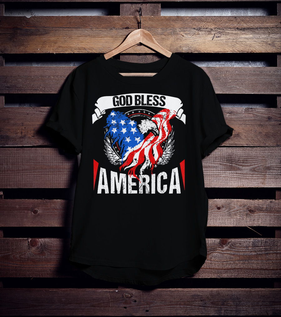 God Bless America Eagle Patriotic Stars And Stripes Wings T-Shirt