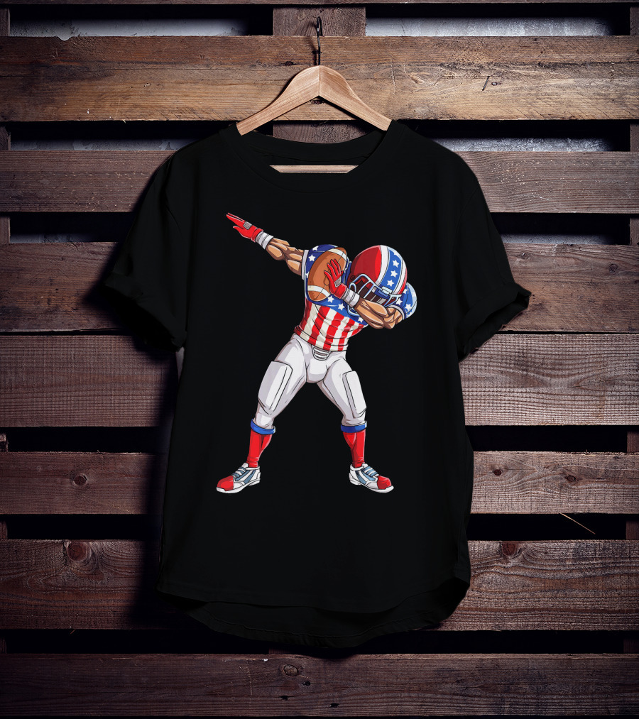 Patriotic Dabbing Football Player Fourth Of July T-Shirt
