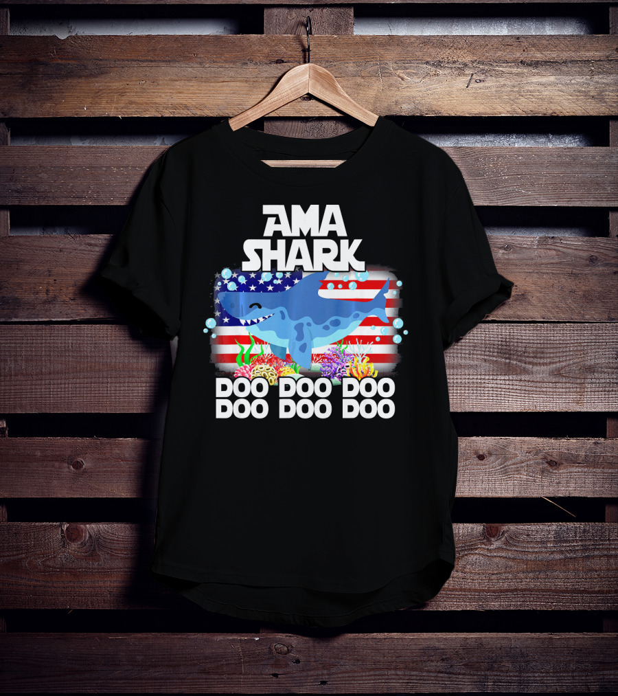 AMA Shark US Flag Doo Doo Doo T-Shirt