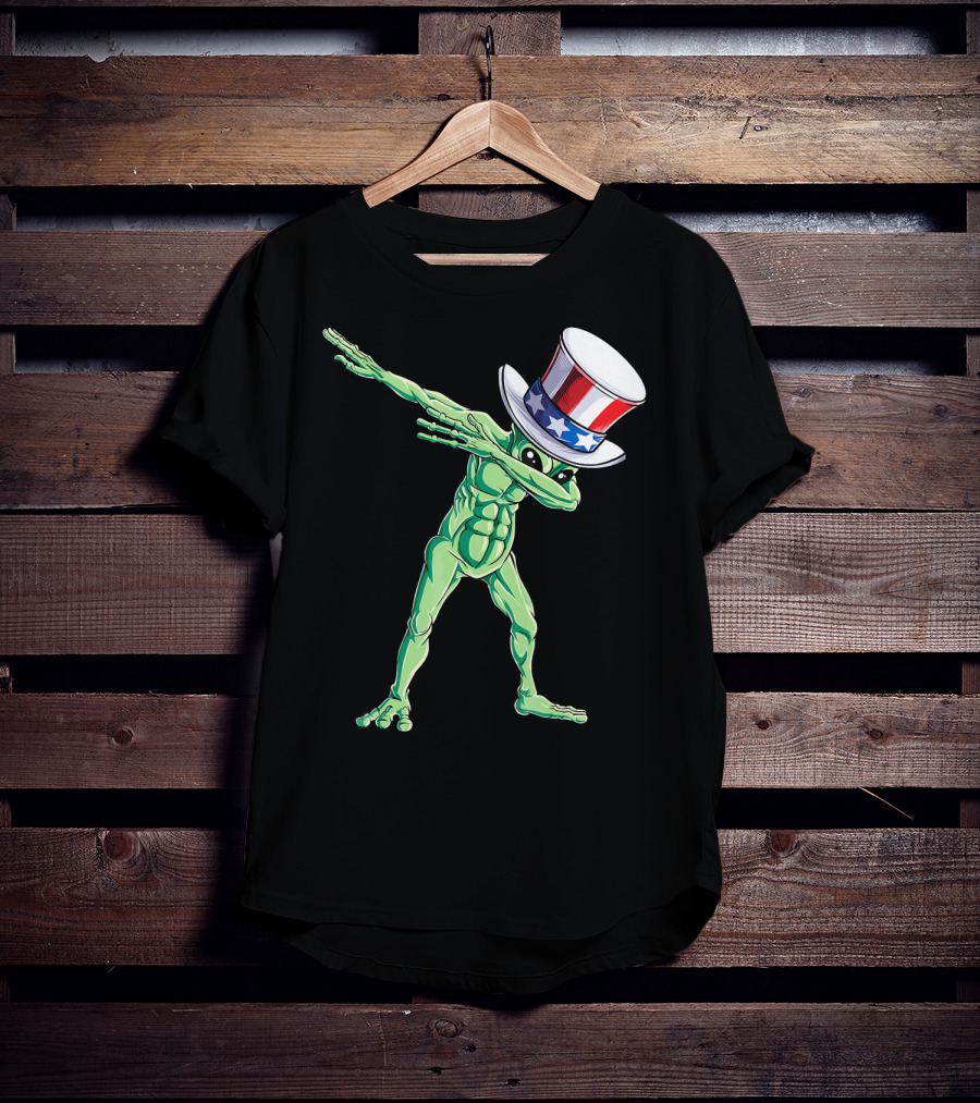 Dabbing Alien In American Uncle Sam Hat T-Shirt