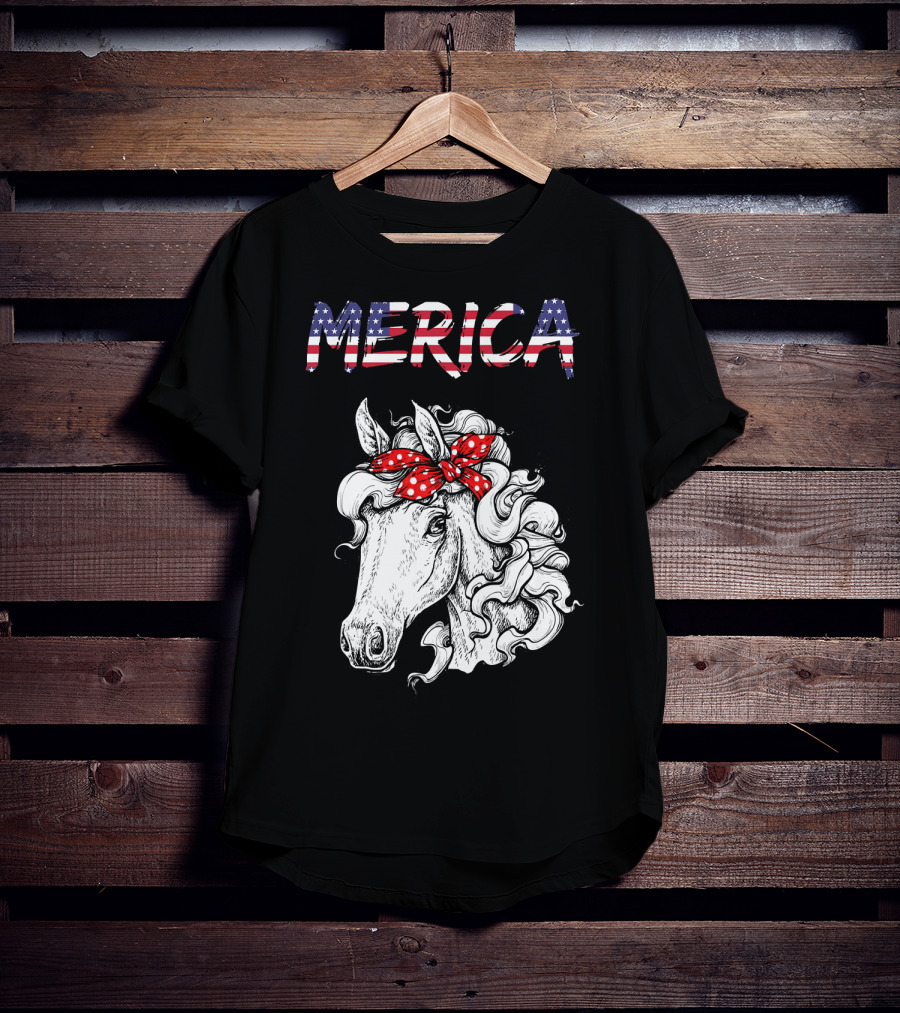Merica Horse Bandana Independence Day T-Shirt