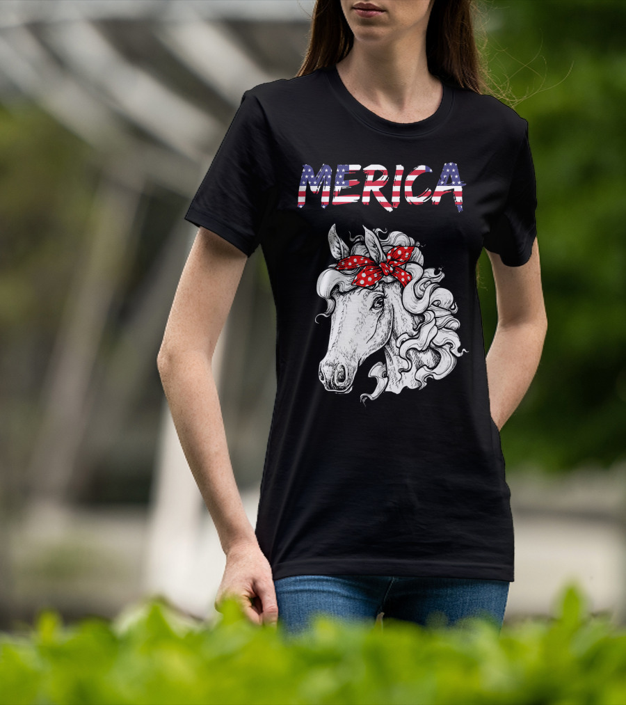 Merica Horse Bandana Independence Day T-Shirt