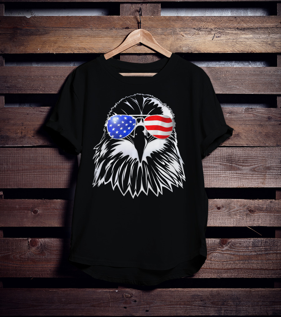 American Flag Eagle With USA Sunglasses T-Shirt