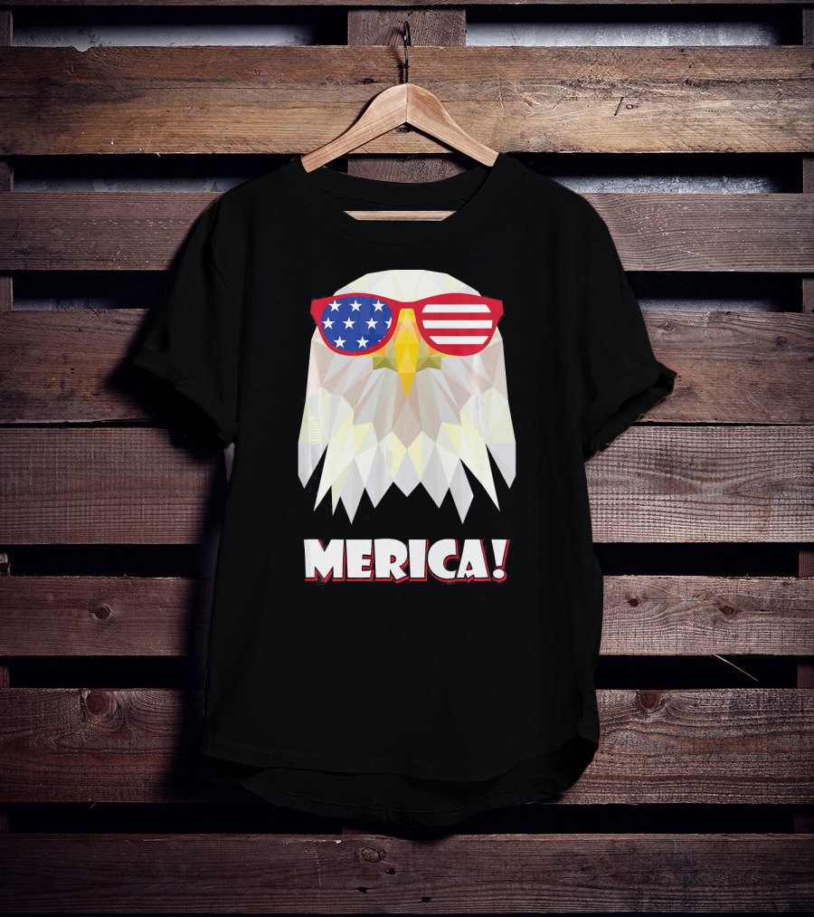 Merica Eagle With American Flag Sunglasses T-Shirt