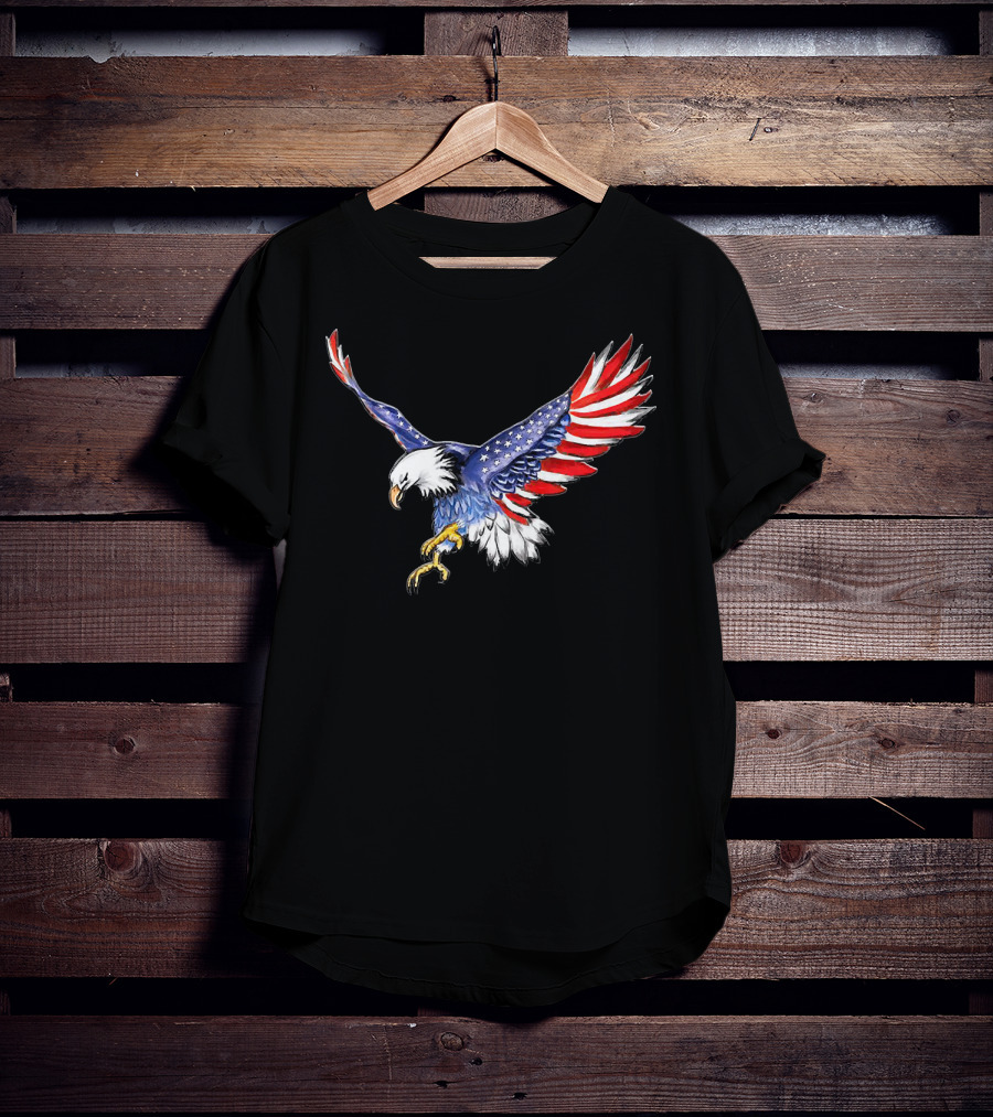 USA Flag Bald Eagle American Flag Wings T-Shirt