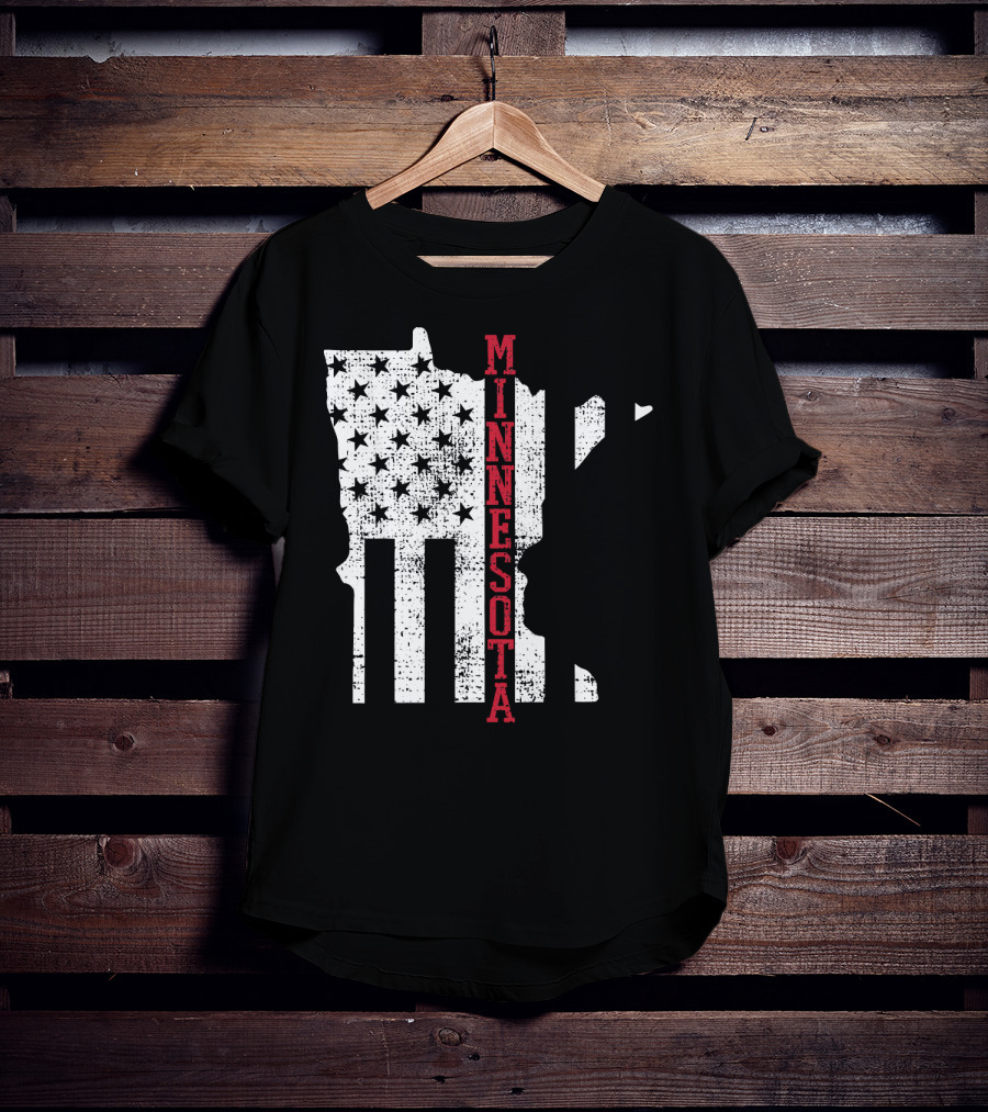 Minnesota USA Flag Vintage Retro America State Map T-Shirt