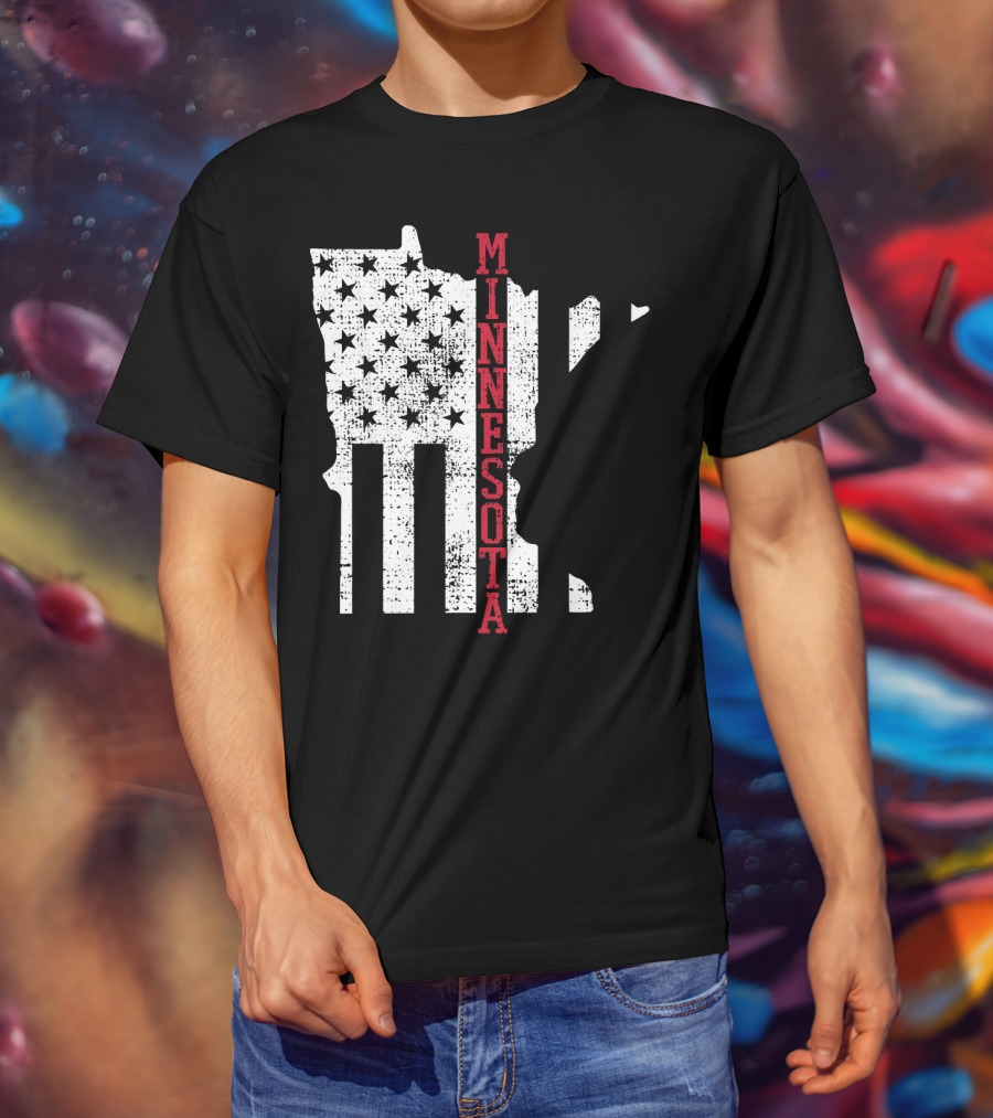 Minnesota USA Flag Vintage Retro America State Map T-Shirt