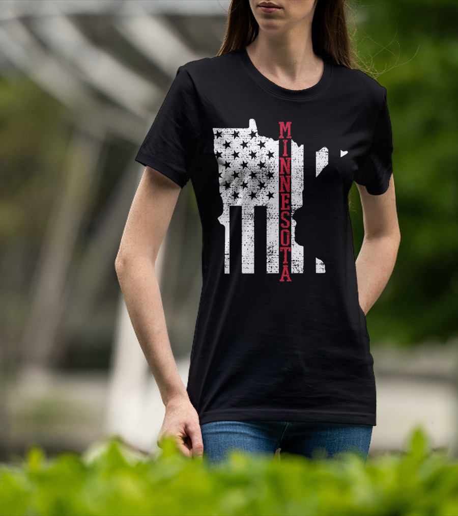 Minnesota USA Flag Vintage Retro America State Map T-Shirt
