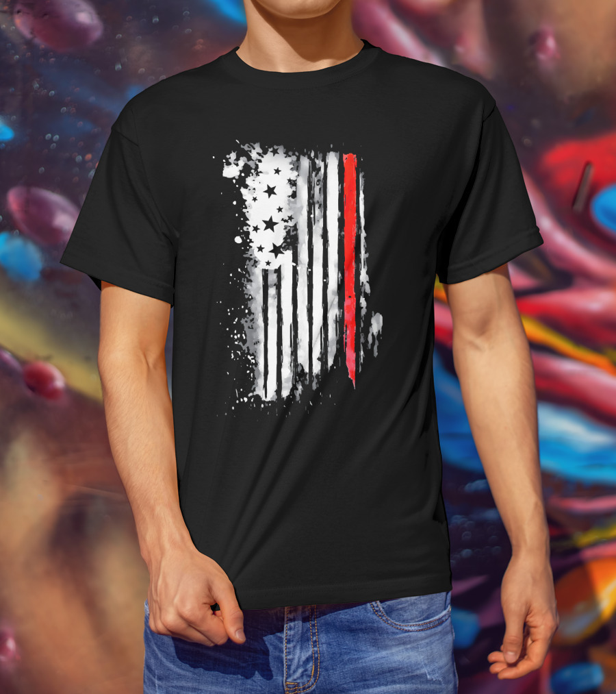 Thin Red Line American Flag Firefighter Fir USA T-Shirt