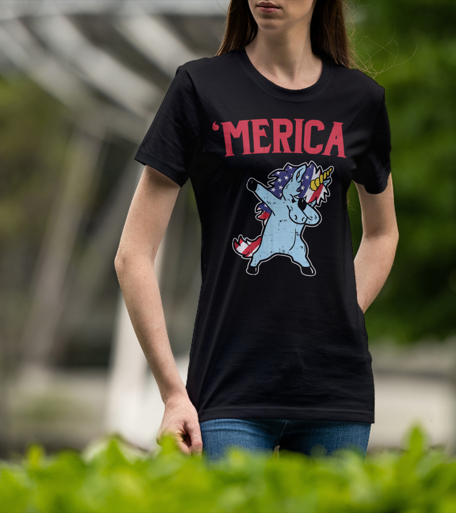 'Merica Unicorn Dabbing Americorn U T-Shirt