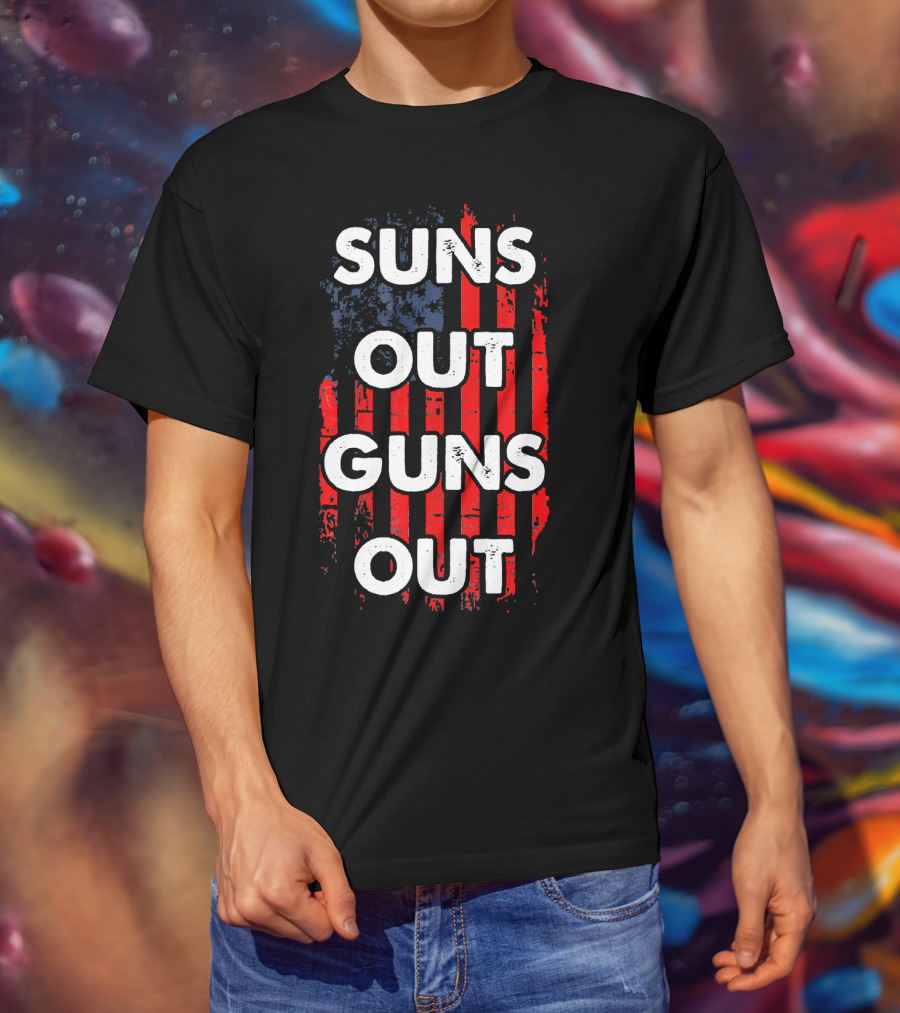 Suns Out Guns Out USA Flag Suns T-Shirt