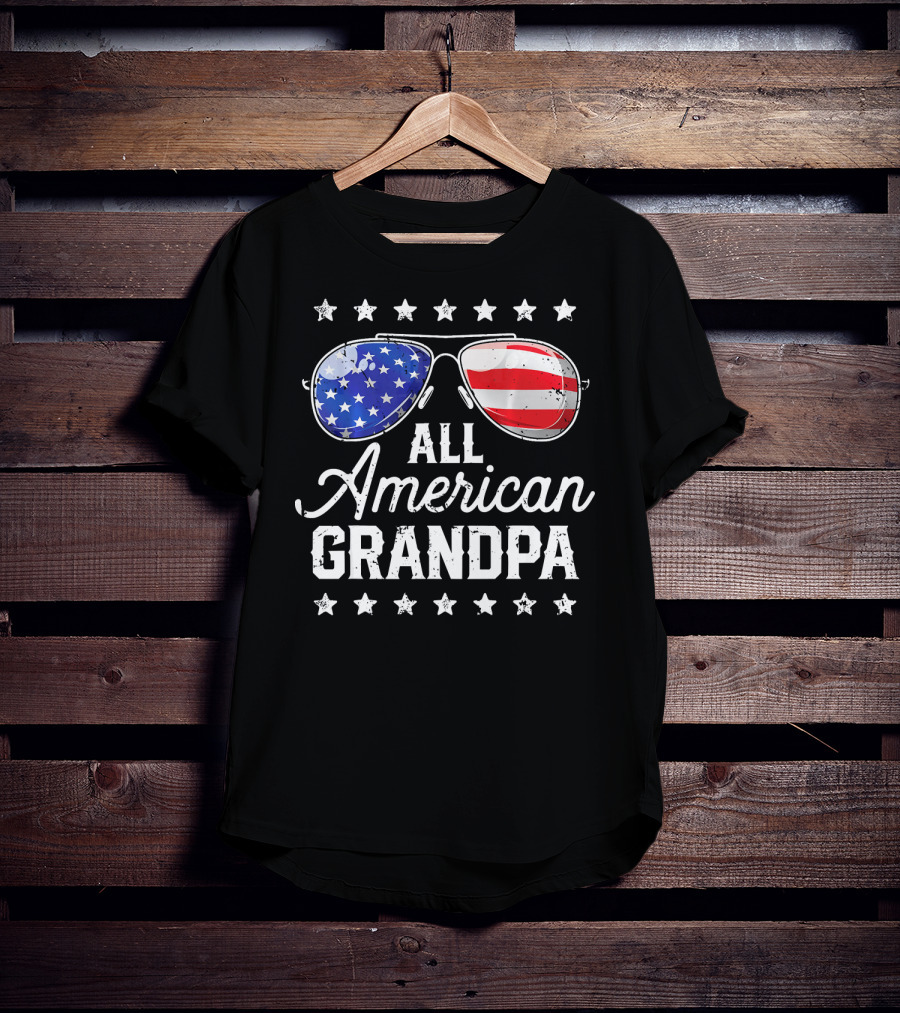 All American Grandpa Stars And Stripes Sunglasses Patriotic T-Shirt