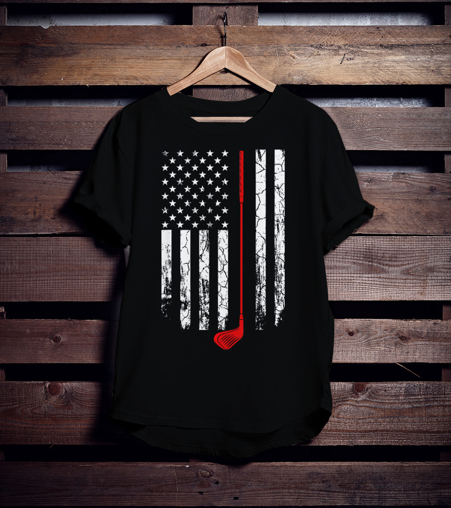 Vintage Retro Golf Club American Flag Patriot T-Shirt