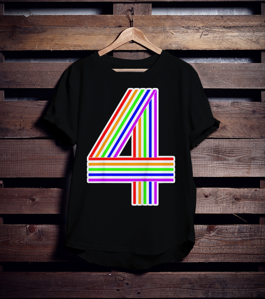 Kids Happy Family Clothing Rainbow Number 4 T-Shirt