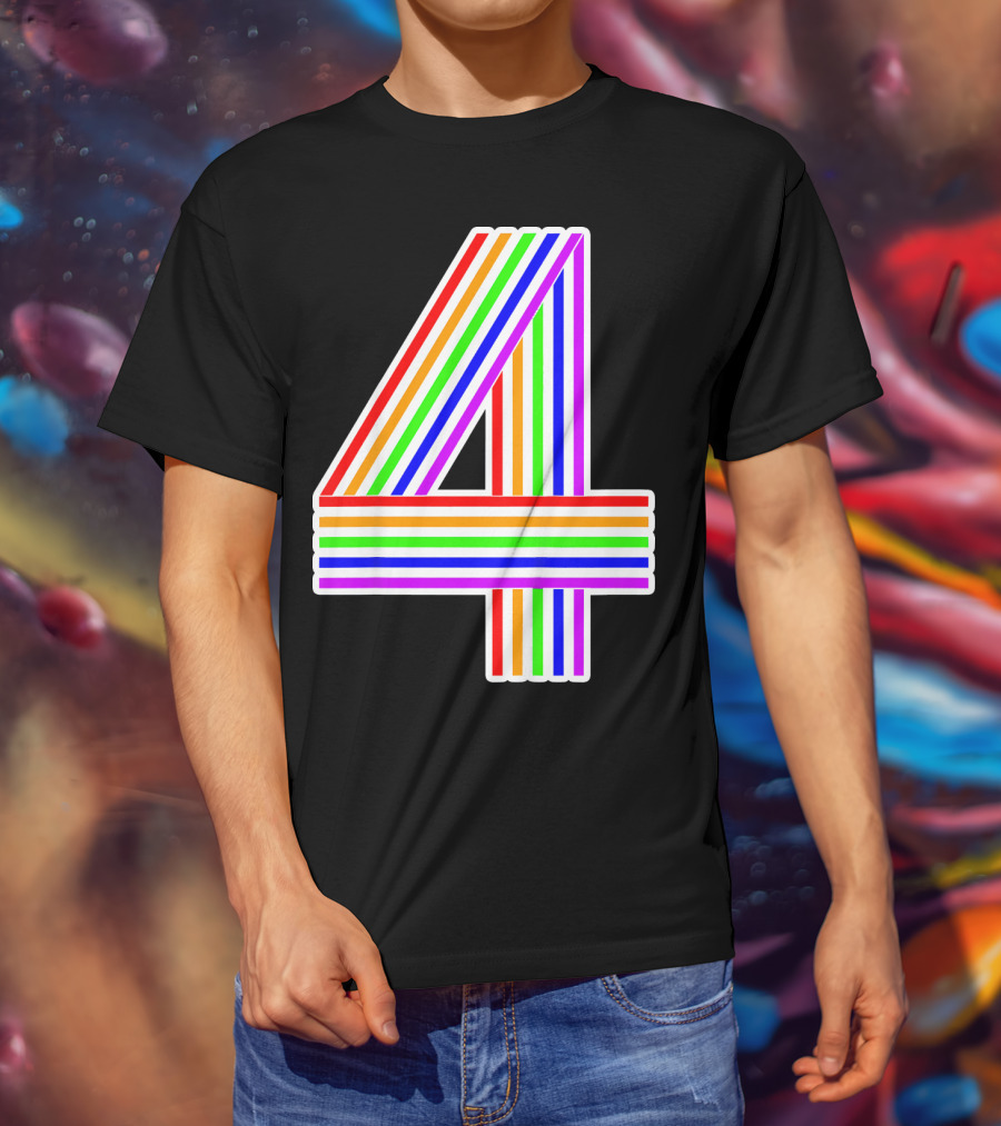 Kids Happy Family Clothing Rainbow Number 4 T-Shirt