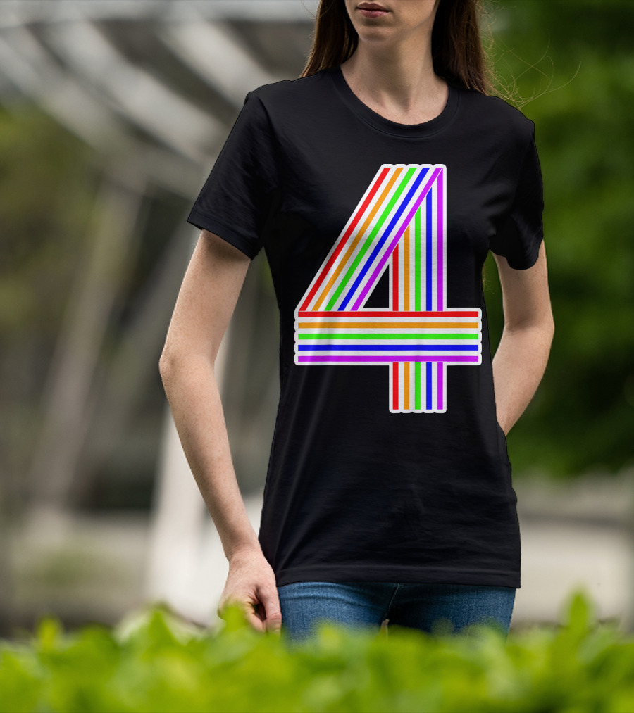 Kids Happy Family Clothing Rainbow Number 4 T-Shirt