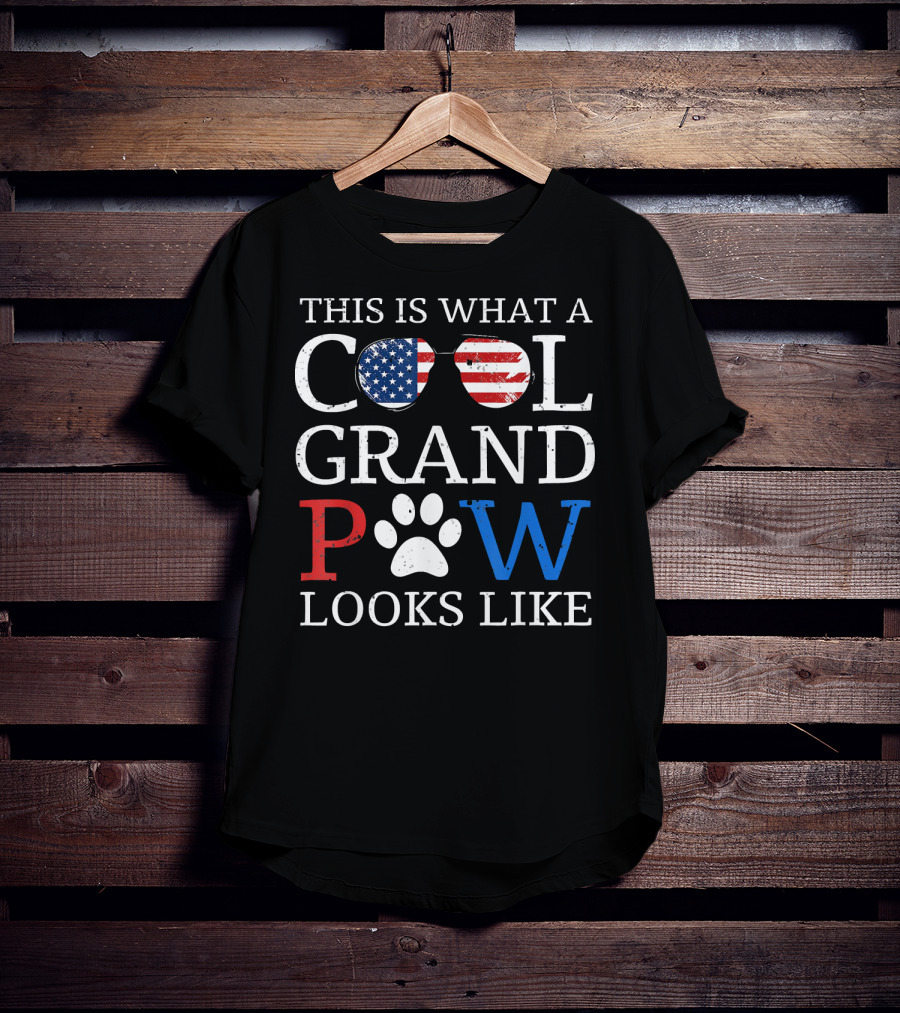 This Is What A Cool Grand Paw Looks Like American Flag Glasses Paw Prints T-Shirt