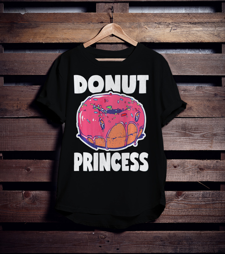 Donut Princess Vintage Baked Fried Cake Pink Sprinkles Fun T-Shirt