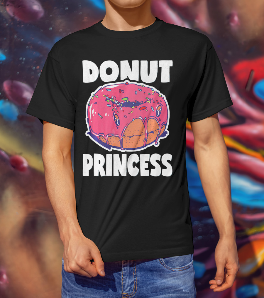 Donut Princess Vintage Baked Fried Cake Pink Sprinkles Fun T-Shirt