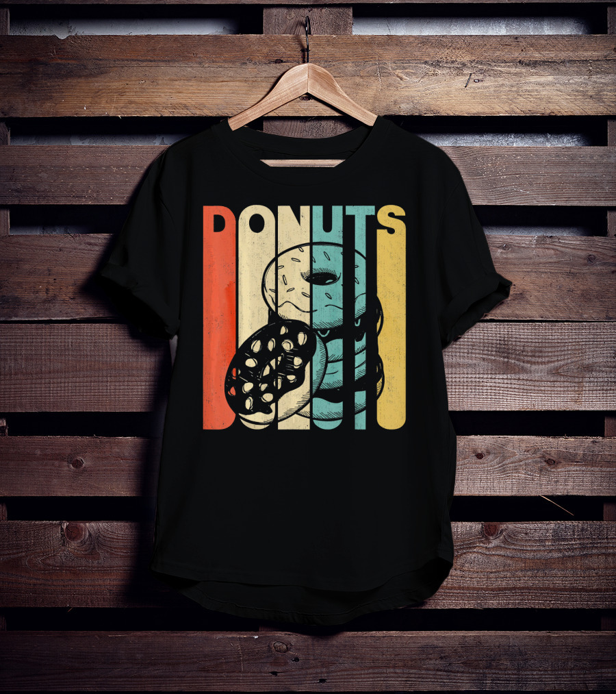 Vintage Retro Donuts Striped T-Shirt