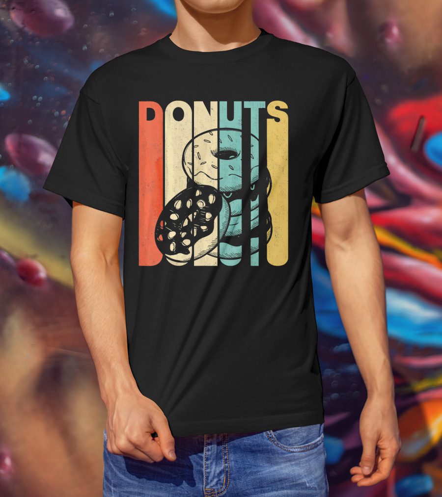 Vintage Retro Donuts Striped T-Shirt