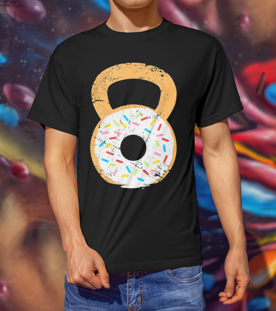 Kettlebell Doughnut With Sprinkles Fitness Humor T-Shirt
