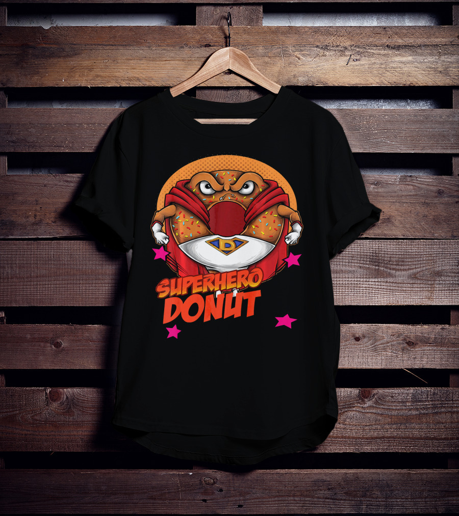 Superhero Donut I Love Donuts SuperDonut Comic Style Fun T-Shirt