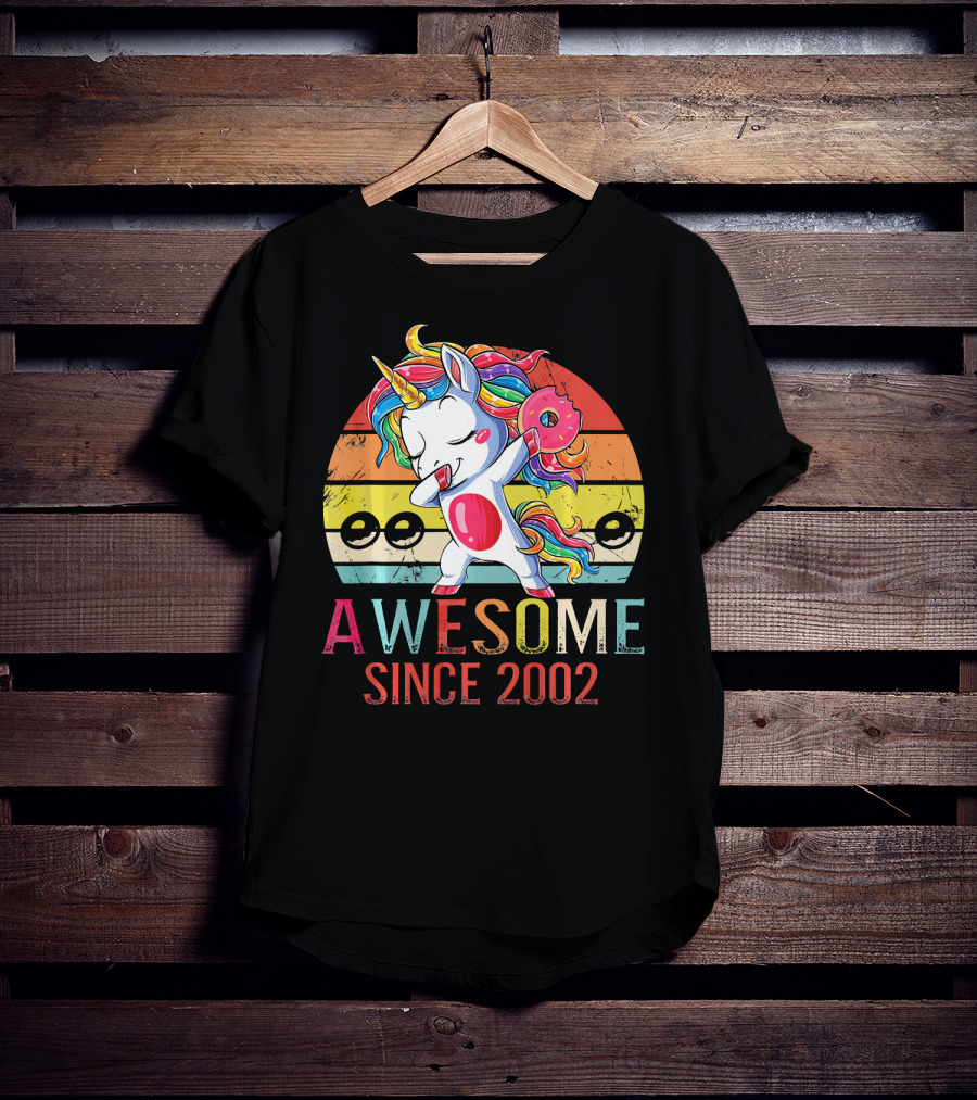 Awesome Unicorn Dabbing Donut Since 2002 T-Shirt