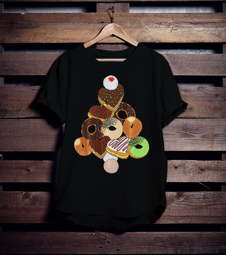 Christmas Tree Made Of Festive Holiday Donuts T-Shirt
